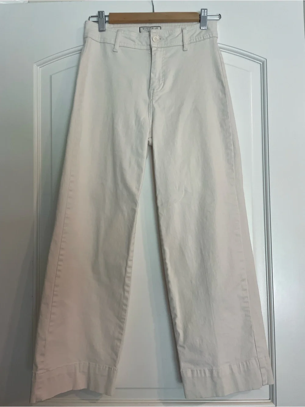 Bagatelle Collection Women's Ivory Wide-Leg Twill Cotton Pants Pockets Size 2